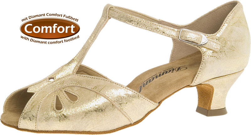 Diamant latina dámská taneční obuv zlatá kůže