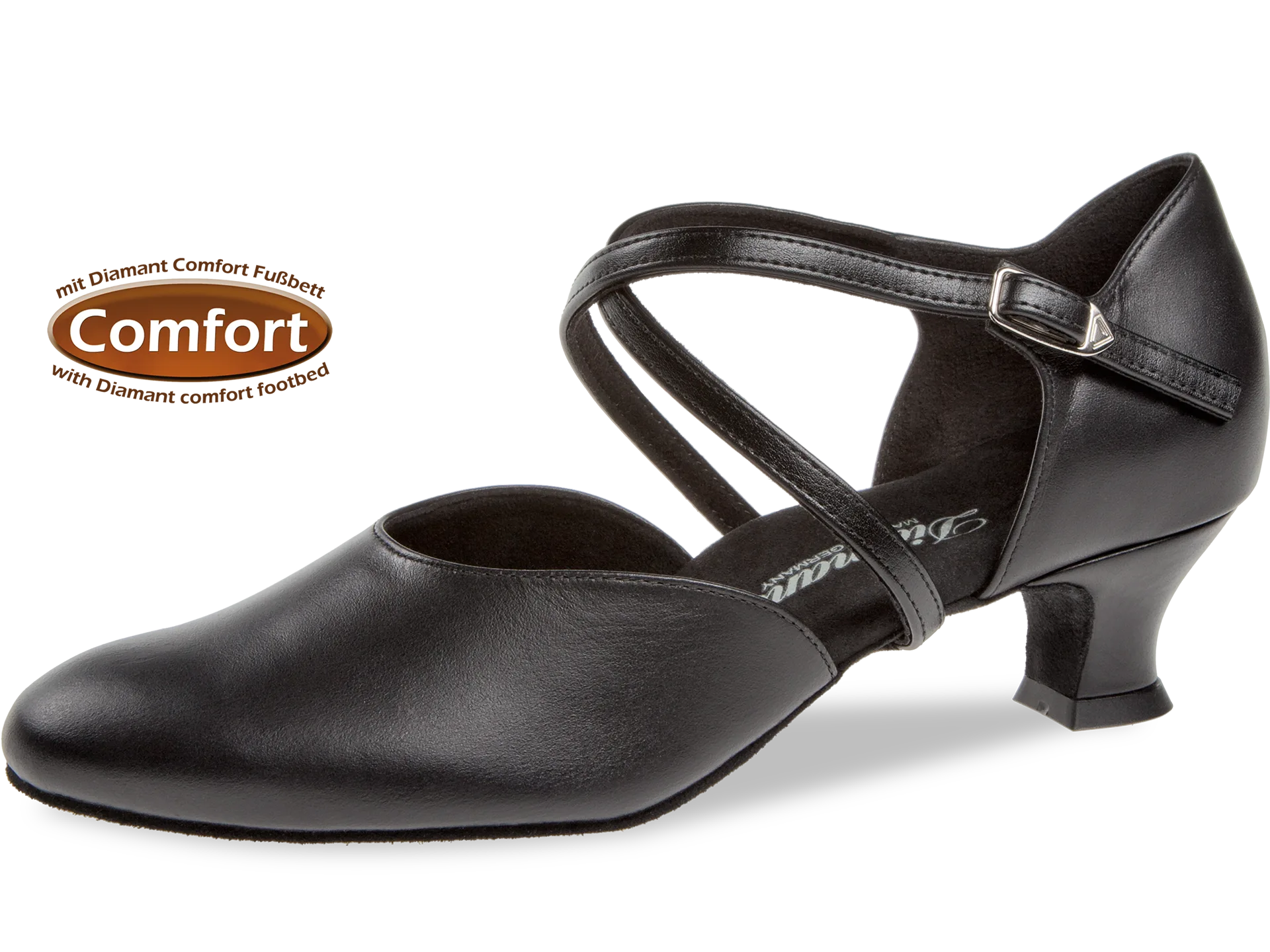 Diamant standard comfort dámská taneční obuv, černá, šíře H- extra široká