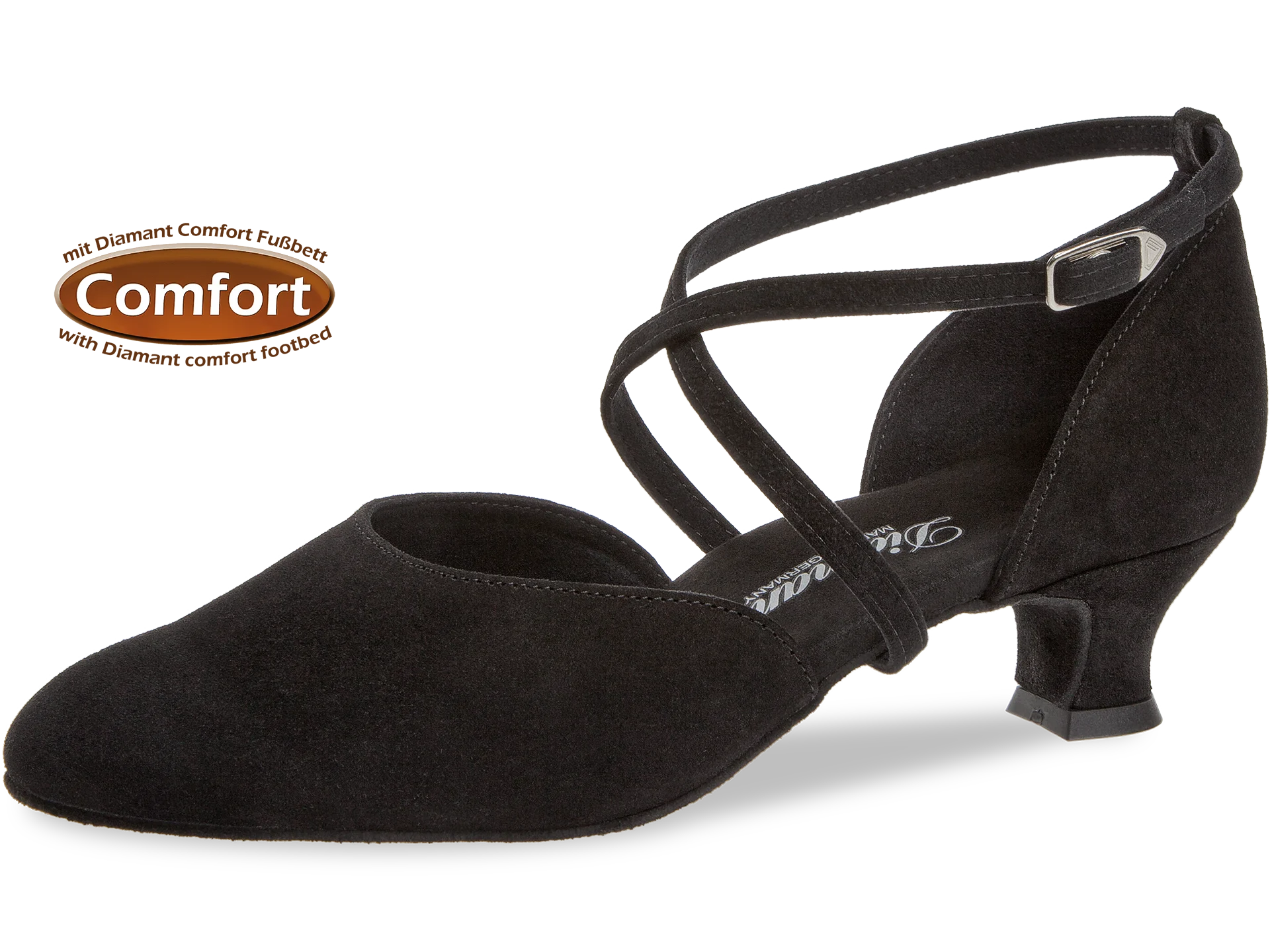 Diamant standard comfort dámská taneční obuv, černý semiš, šíře H- extra široká, 